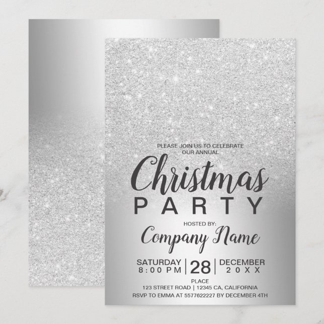 Convites Folha de cor prateada das sociedades de Natal (Frente/Verso)