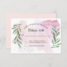 Convites Folha de Eucalipto Rústica Dourado Moderno Aquarel