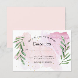 Convites Folha de Eucalipto Rústica Dourado Moderno RSVP Aq