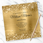 Convites Folha de Folha de Folha de Folha de Folha Dourada<br><div class="desc">Um glamouroso monograma de 60º aniversário de convite para ela. Brilhante de ouro cintilante contra um design gráfico de folha metálica amarelo-ouro, brilhante e brilhante, de coordenação. O monograma e o texto do script de caligrafia branca e rico podem ser personalizados ou excluídos. Altere o estilo do texto, a cor,...</div>