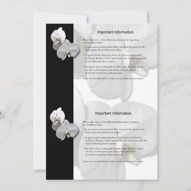 Convites Folha de Informações de Orquídeas Brancas 3 (Frente)