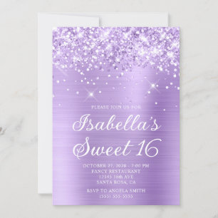 Convites Folha de Lavanda da Glittery Foto Sweet 16