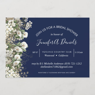 Convites folha de marinho branco de casamento de verão