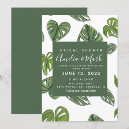 Convites Folha de Monstera Adansonii com Aquarela à Mão par