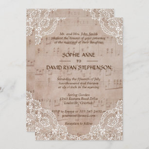 Convites Folha De Música Romântica E Casamento De Locais