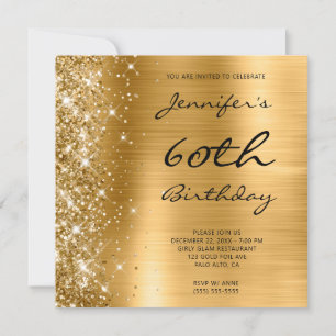 Convites Folha de Ombre Dourada Deixou a Glitter 60º aniver