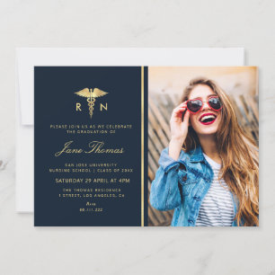 Convites Folha de ouro Enfermeira festa de formatura escola