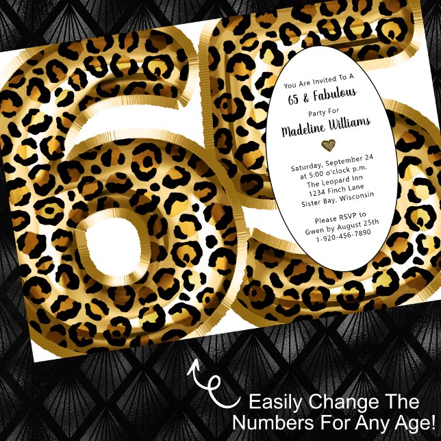 Convites Folha de Ouro Fabulosa Leopardo Imprime QUALQUER I (Criador carregado)