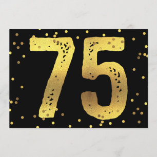 Convites Folha de Ouro Faux, 75.a Festa de aniversário, Con