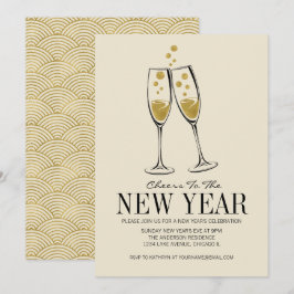 Convites Folha de Ouro Faux Anima Festa de Véspera de Ano N