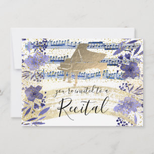 Convites Folha de ouro FAUX em flores azuis de indigo