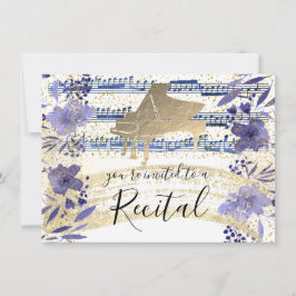 Convites Folha de ouro FAUX em flores azuis de indigo
