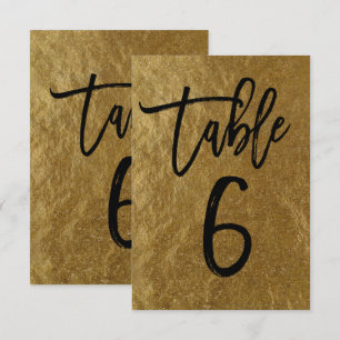 Convites Folha de Ouro Moderno Número da Mesa 6 em Grafia