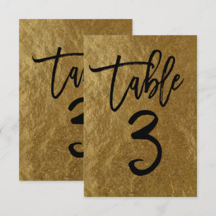 Convites Folha de Ouro Moderno Número de Mesa 3 em Script