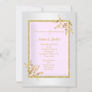 Convites Folha de ouro preto de prata, ELEGANTE CLASSES WED