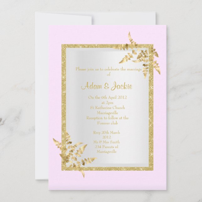 Convites Folha de ouro rosa-prateado, ELEGANTE CLASSES WEDD (Frente)