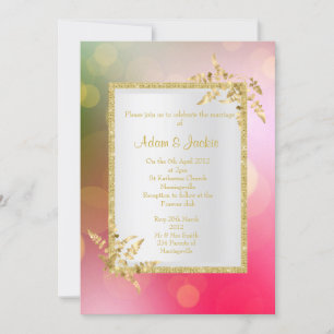 Convites Folha de ouro roxa-rosa-boquilha, ELEGANTE CASAMEN