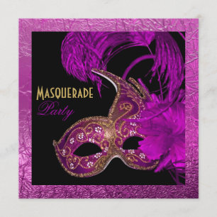 Convites Folha de ouro roxo do partido Mascarada quinceañe