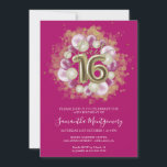 Convites Folha de Ouro Sweet 16 Bday Balloons Party Hot Pin<br><div class="desc">Diga aos seus amigos que marquem seus calendários para o seu dia especial com estes belos e empoeirados convites do Sweet 16. Cada convite apresenta um design festivo com belos balões, perfeito para se preparar para um dia de diversão e celebração. Quer você pretenda hospedar uma grande festa ou uma...</div>