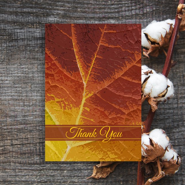 Convites Folha de outono - Folhas de agradecimentos - Flat (Show your appreciation after your Fall event with the Shades of Autumn Leaf Thank You Note.)