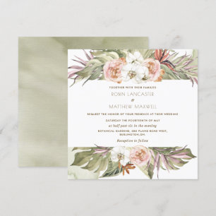 Convites Folha De Palma De Palma Tropical, Casamento De Pra