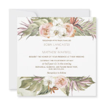 Folha de Palma Floral Tropical, Casamento Quadrado