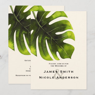 Convites Folha de Palmeira Tropical Verão Elegante Casament