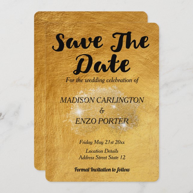 Convites Folha de Papel de Folha Ouro Folha de Textura (Frente/Verso)