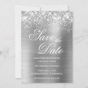 Convites Folha de Prata da Glittery Salve a Data