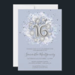 Convites Folha de Prata Doce 16 Balões de Dias Azul<br><div class="desc">Diga aos seus amigos que marquem seus calendários para o seu dia especial com estes belos e empoeirados convites do Sweet 16. Cada convite apresenta um design festivo com belos balões, perfeito para se preparar para um dia de diversão e celebração. Quer você pretenda hospedar uma grande festa ou uma...</div>