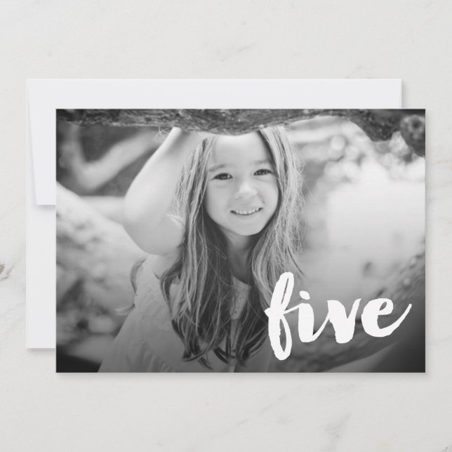 Convites Folha de prova da foto do número cinco do (Frente)