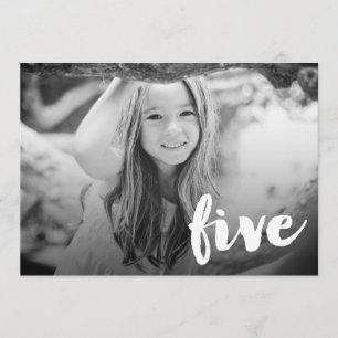 Convites Folha de prova da foto do número cinco do
