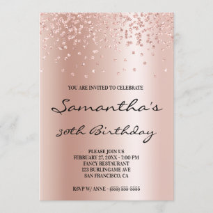 Convites Folha de Rosa Dourado de Ombre Pálida Confetti Gl