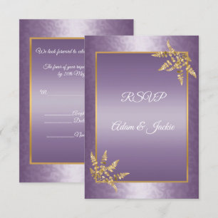 Convites Folha de textura GOLD Roxo ELEGANTE Moderno RSVP