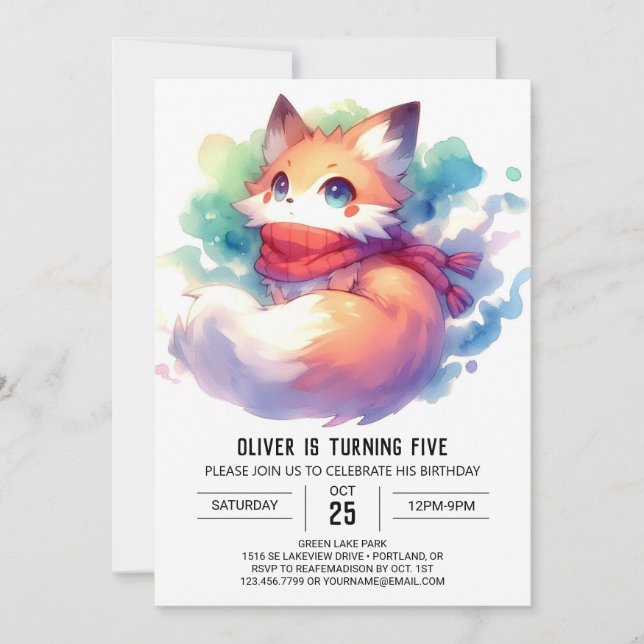 Convites Folha Difundida de Pastel Aniversário (Frente)