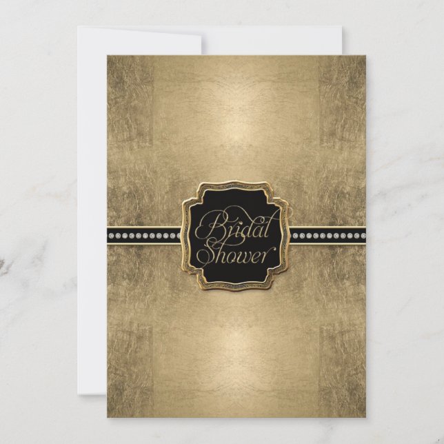 Convites Folha Dourada de aparência Fleur de Lis Faux Vinta (Frente)