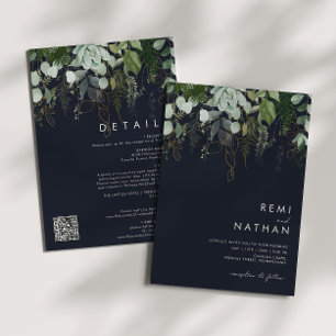 Convites Folha Dourada verde Marinho Escuro Tudo em Um Có