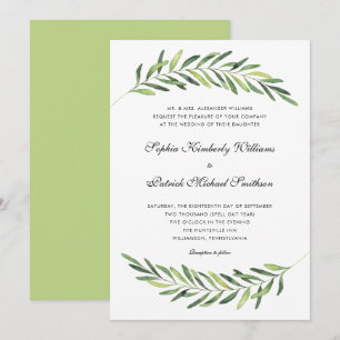 Convites Folha elegante + casamento tradicional do fraseio