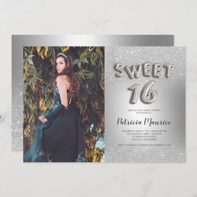 Convites Folha fotográfica doce 16 (Frente/Verso)