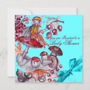 CONVITES FOLHA MÁGICA, COGUMELOS AZUIS, CHÁ DE BEBÊ DE BEBÊ