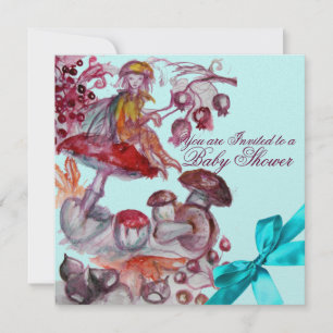 CONVITES FOLHA MÁGICA, COGUMELOS AZUIS, CHÁ DE BEBÊ DE BEBÊ