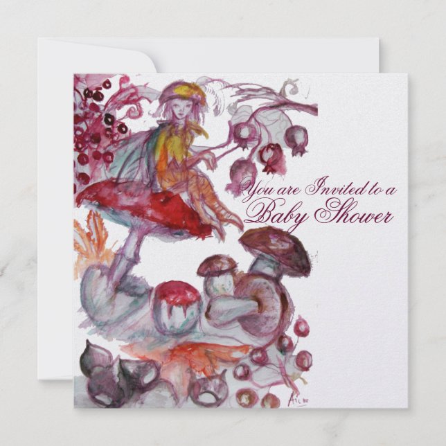 CONVITES FOLHA MÁGICA DO CHÁ DE FRALDAS DE COGUMELOS (Frente)