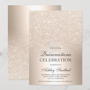 Convites Folha metálica ombre de ouro quimico Quinceañera
