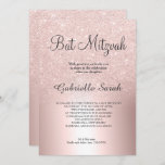 Convites Folha metálica ombre rosa dourada Bat Mitzvah<br><div class="desc">Uma design metálica glitter ombre,  glitter,  glitter,  glitter,  glitter rosa,  chic e luxuosa,  com tipografia elegante para um convite Bat Mitzvah.</div>