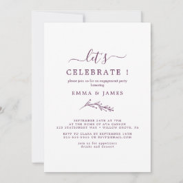 Convites Folha Mínima | Berinjela "Vamos Celebrar" 