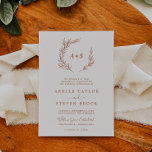 Convites Folha mínima | Boho Cream Casamento Formal Monogra<br><div class="desc">Este convite formal para o casamento de um monograma de feitiço de folha é perfeito para um casamento de feiticeiro. A design apresenta uma simples silhueta verde folha em laranja queimado no fundo de creme com estilo minimalista da boêmia do deserto. Personalize com as primeiras iniciais do casal.</div>