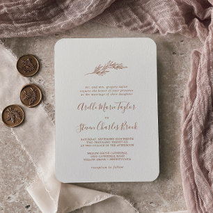 Convites Folha mínima   Boho Cream Casamento Tradicional