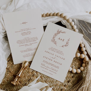 Convites Folha mínima Boho Cream Tudo Em Um Casamento