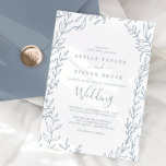 Convites Folha mínima | Casamento de Dusty Blue<br><div class="desc">Este cartão de convite para casamento azul empoeirado é perfeito para um casamento elegante. A design apresenta uma simples silhueta verde em azul-ardósia com estilo clássico minimalista.</div>