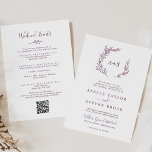 Convites Folha mínima | Casamento de EggPlant Weekend Event<br><div class="desc">Este convite de casamento para eventos de fim de semana de berinjela de folha é perfeito para um casamento de boho. A design apresenta uma simples silhueta verde folha em uma cor roxa escura romântica com estilo minimalista de jardim boêmico. Salve o papel, incluindo a programação de fim de semana...</div>